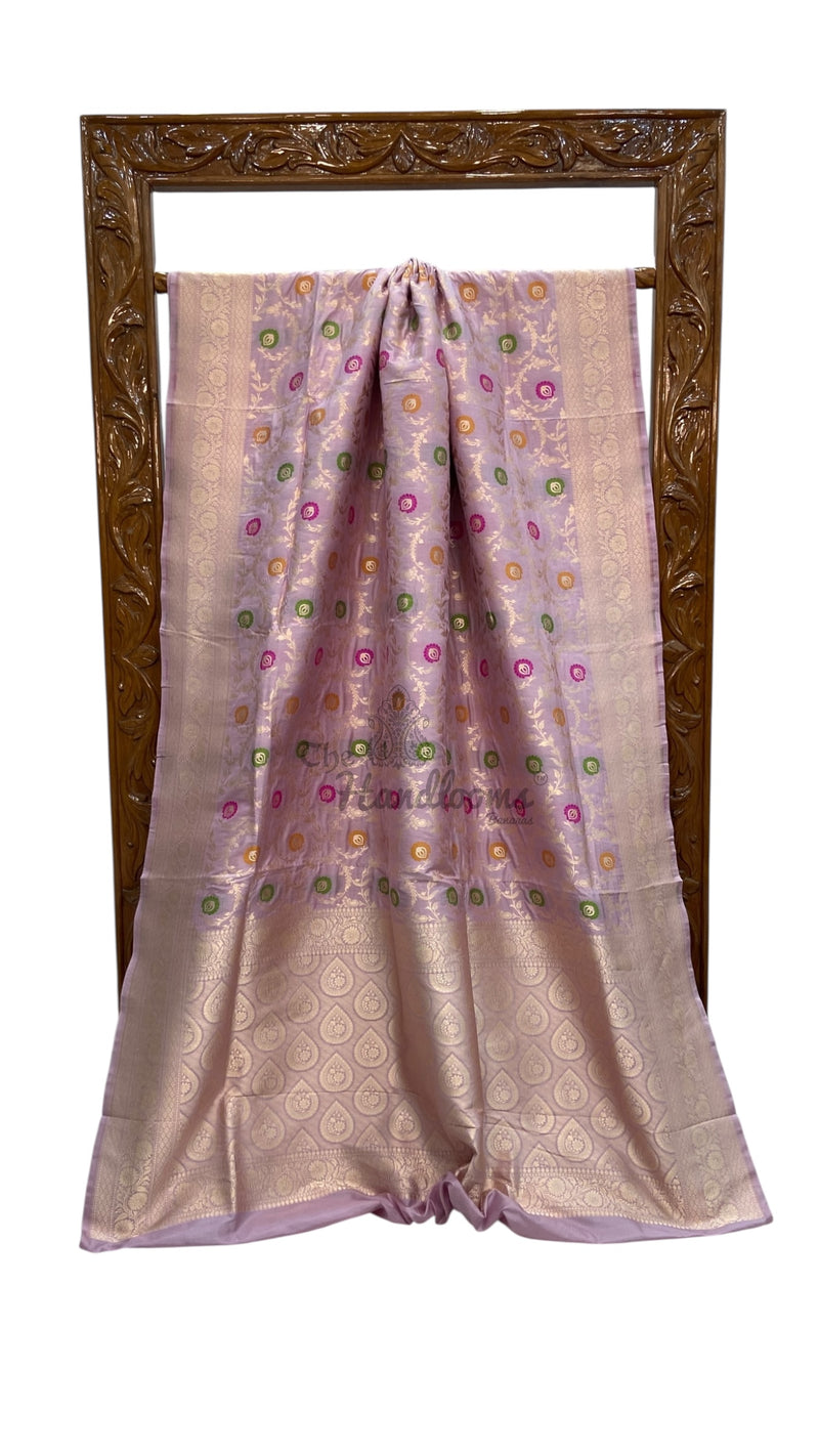 Pure Katan Silk Banarasi Handloom Saree - All over Jaal work With Meenakari - The Handlooms