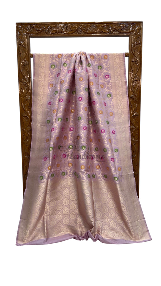 Pure Katan Silk Banarasi Handloom Saree - All over Jaal work With Meenakari - The Handlooms