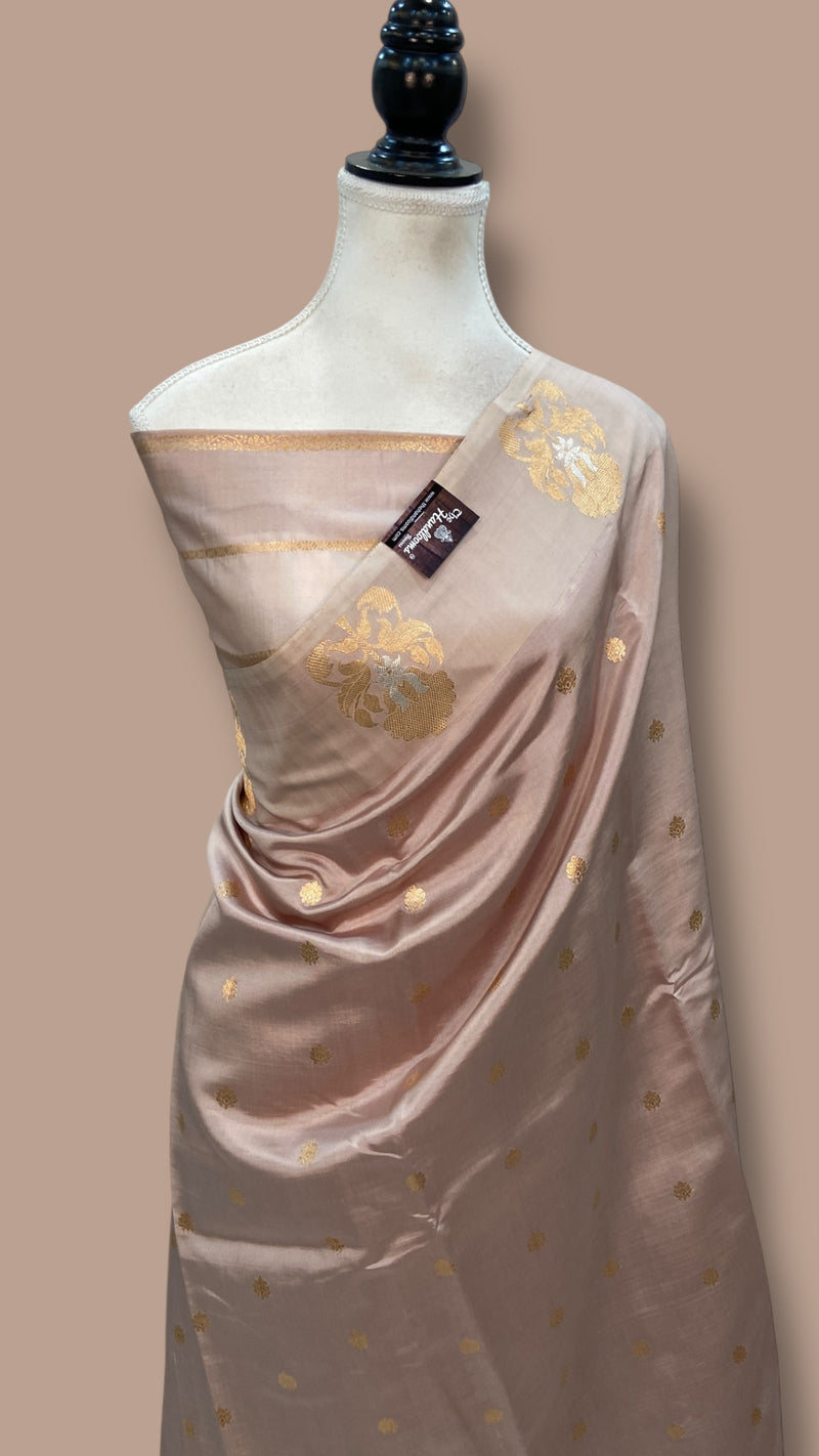 Pure Katan Silk Banarasi Handloom Saree - All over Kadua motifs - The Handlooms