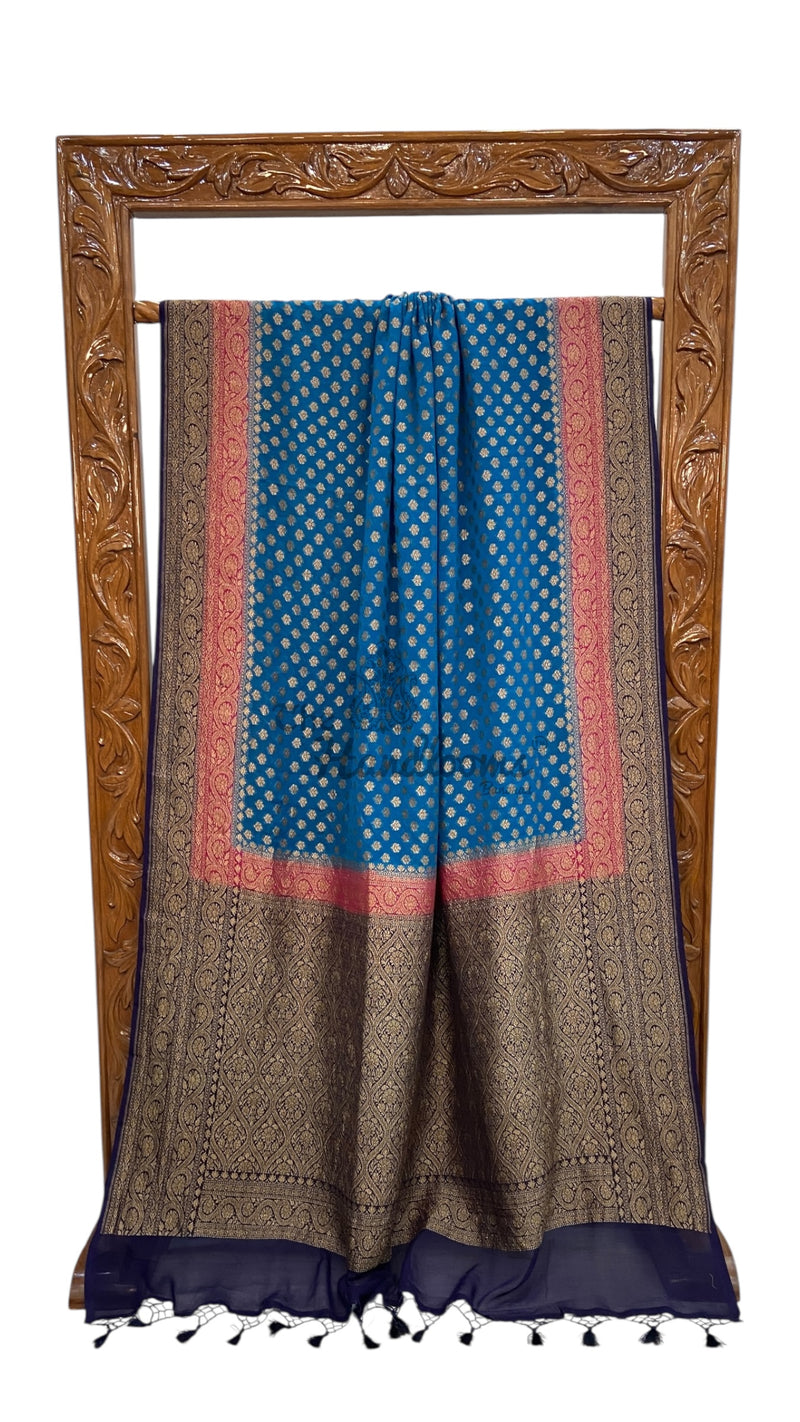 Pure Khaddi Georgette Handloom Banarasi Saree - The Handlooms