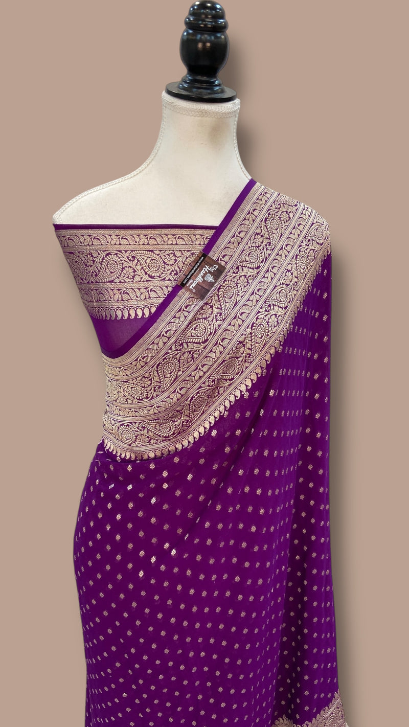 Khaddi Georgette Handloom Banarasi Saree - The Handlooms