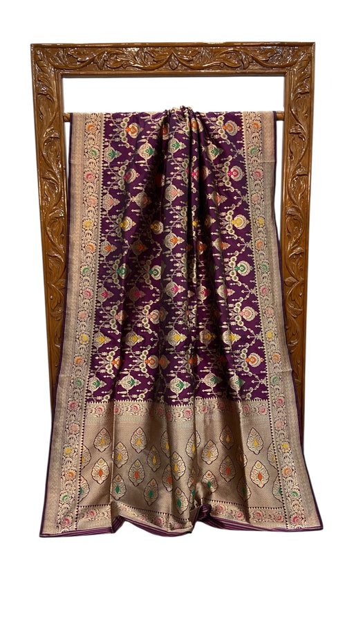Pure Katan Silk Banarasi Handloom Saree - All over Jaal Work With Meenakari - The Handlooms
