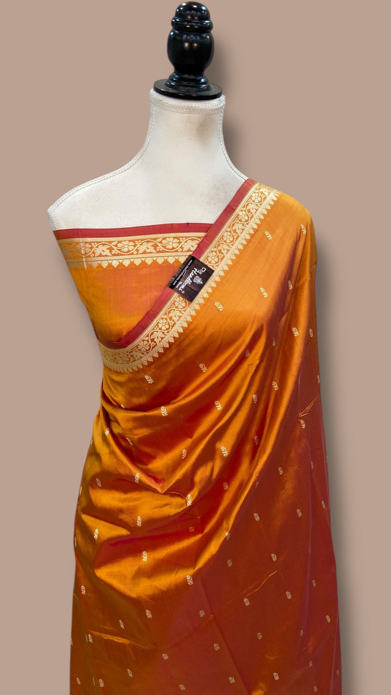 Pure Katan Silk Reshmi Zari Banarasi Handloom Saree - The Handlooms