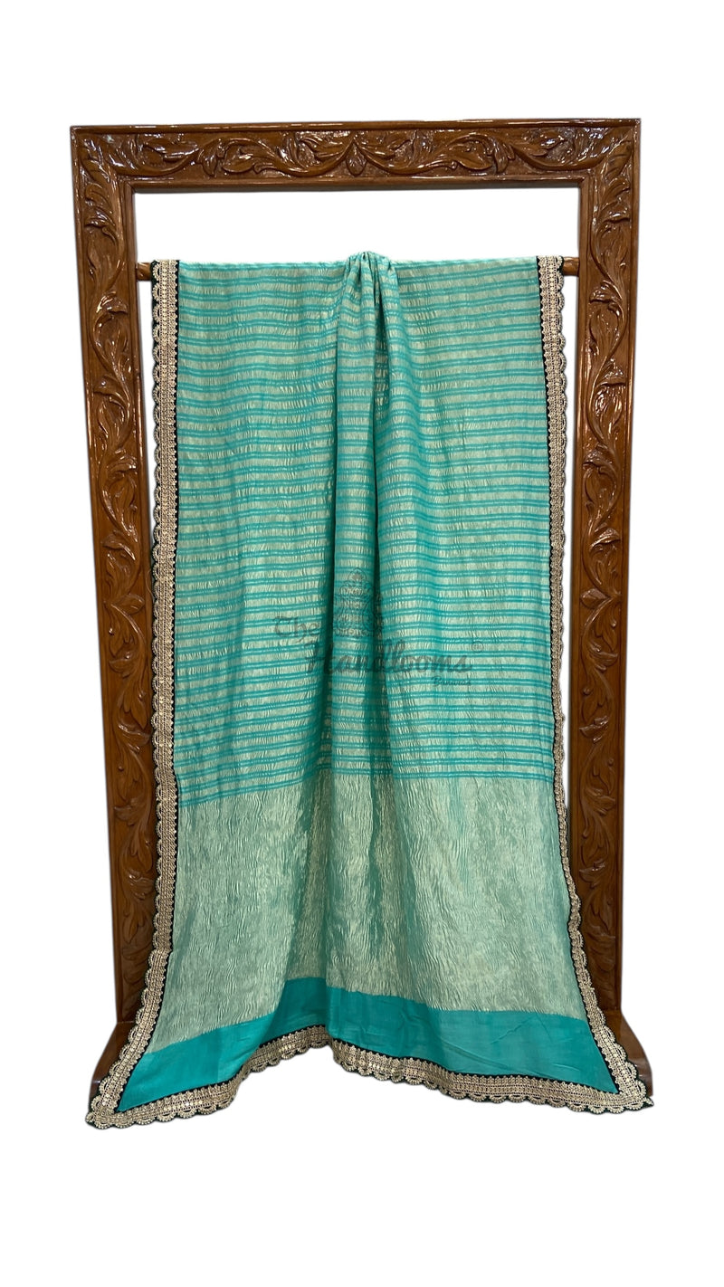 Moonga Silk Handloom Banarasi Saree With Lace - The Handlooms