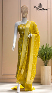 Tissue Khaddi Georgette Banarasi Dress material - The Handlooms