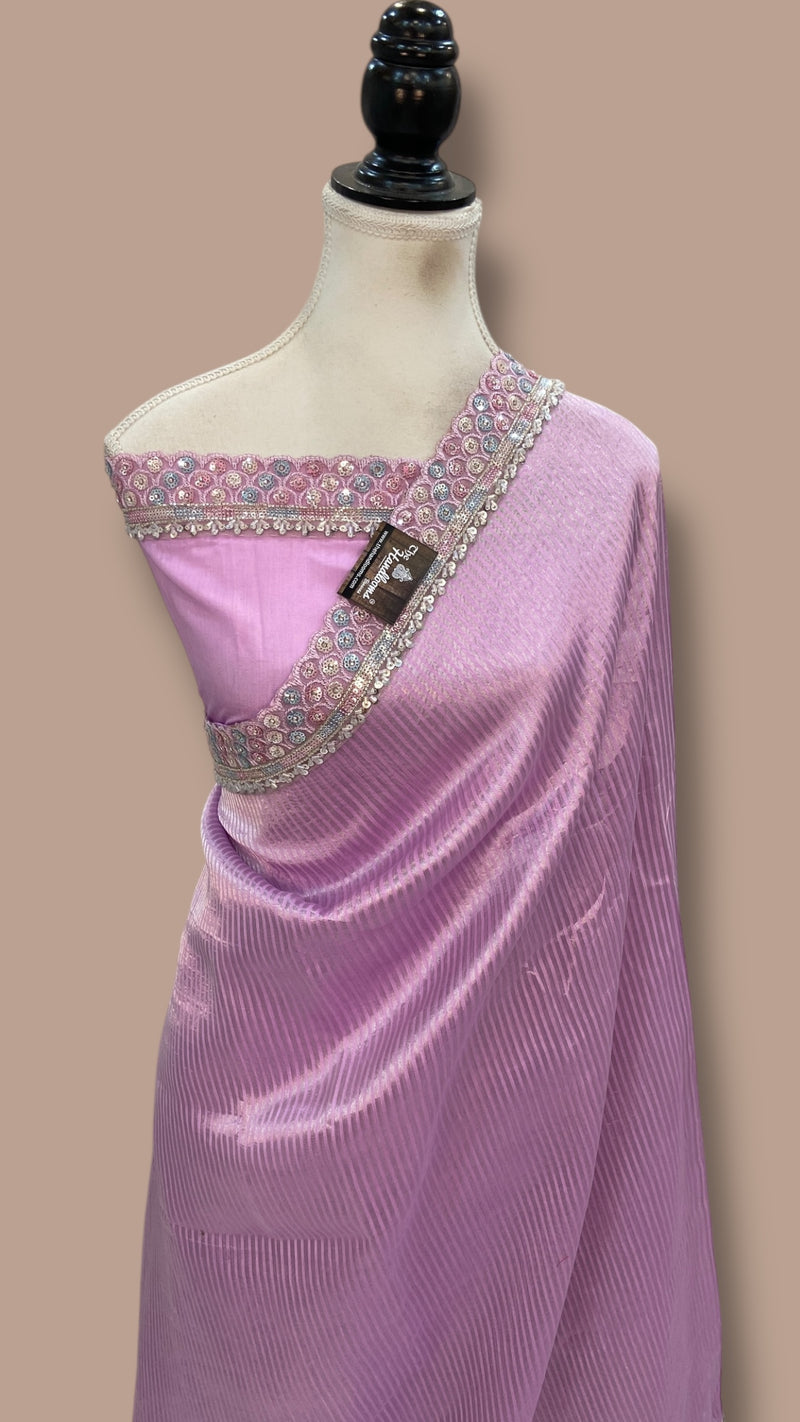 Pure Kora Tissue Handloom Banarasi Saree With Lace