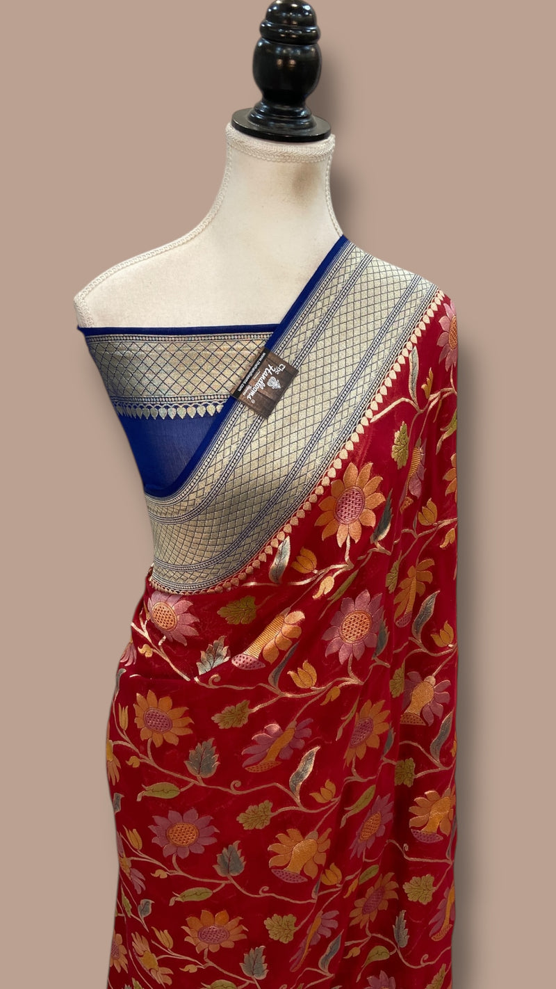 Khaddi Georgette Handloom Banarasi Saree