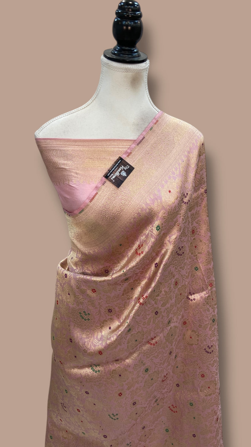 Regal Pure Katan Silk Banarasi Saree – Handwoven Tanchui Brocade With Meenakari Work