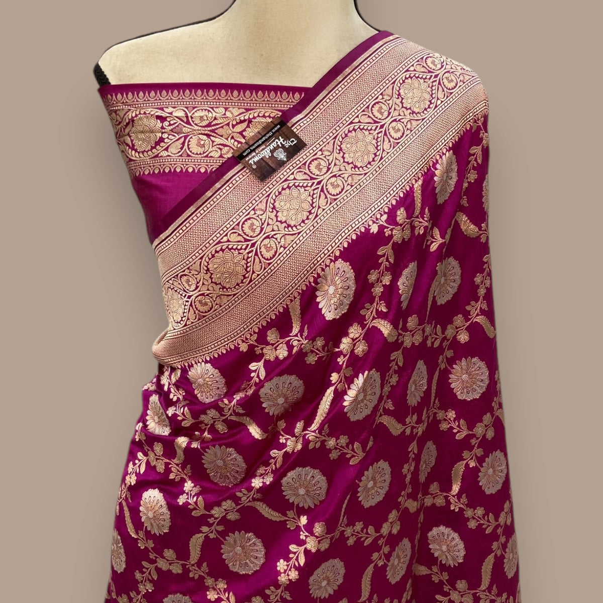 Green Pure Katan Silk Banarasi Handloom Saree - All over Sona Roopa motifs