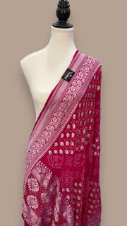 Pure Georgette Banarasi Bandhej Handloom Dupatta - The Handlooms