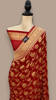 Pure Khaddi Georgette Banarasi Saree -  Gold zari - The Handlooms