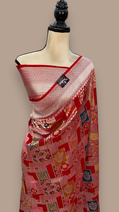 Tussar Georgette Handloom Banarasi Saree - Paithani Border