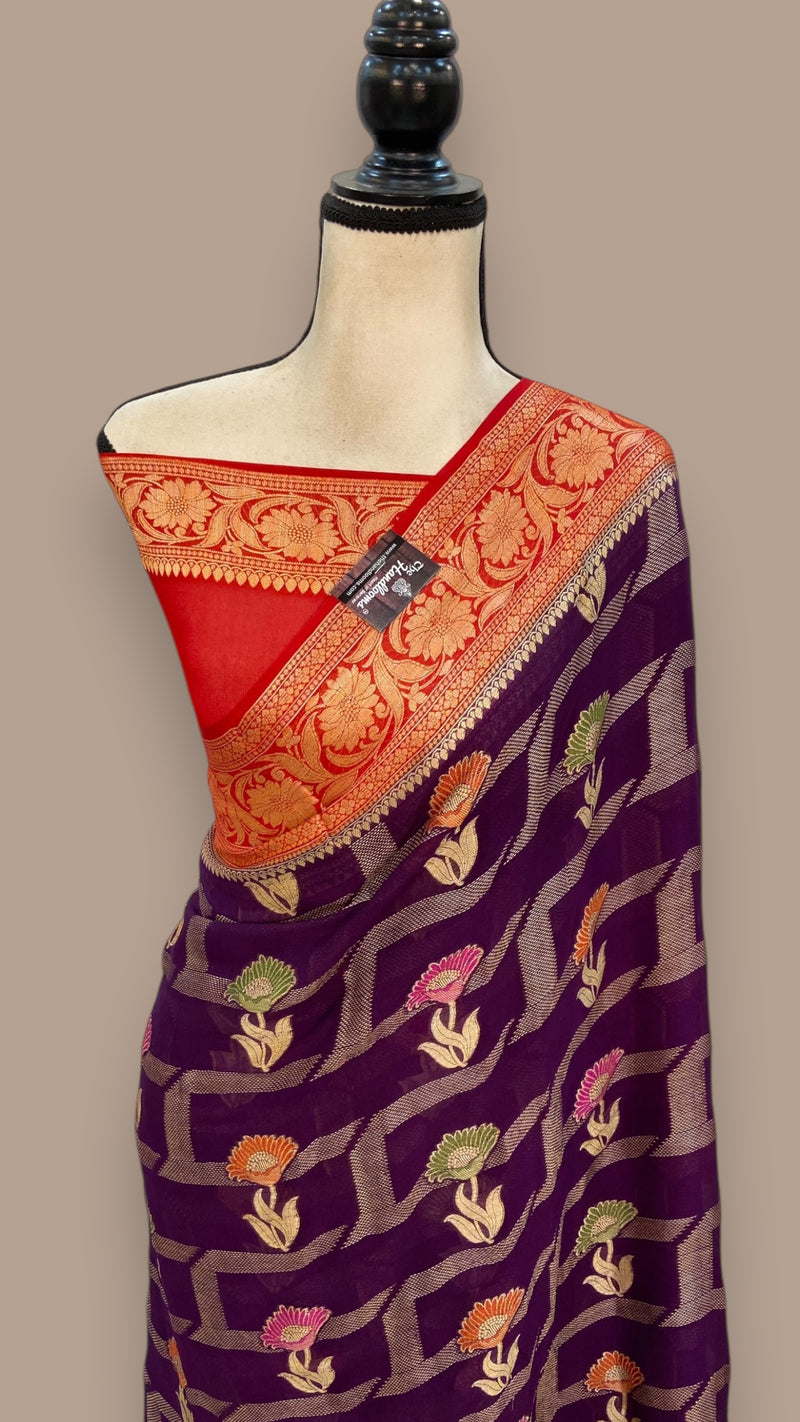 Pure Crepe Georgette Banarasi Saree - The Handlooms