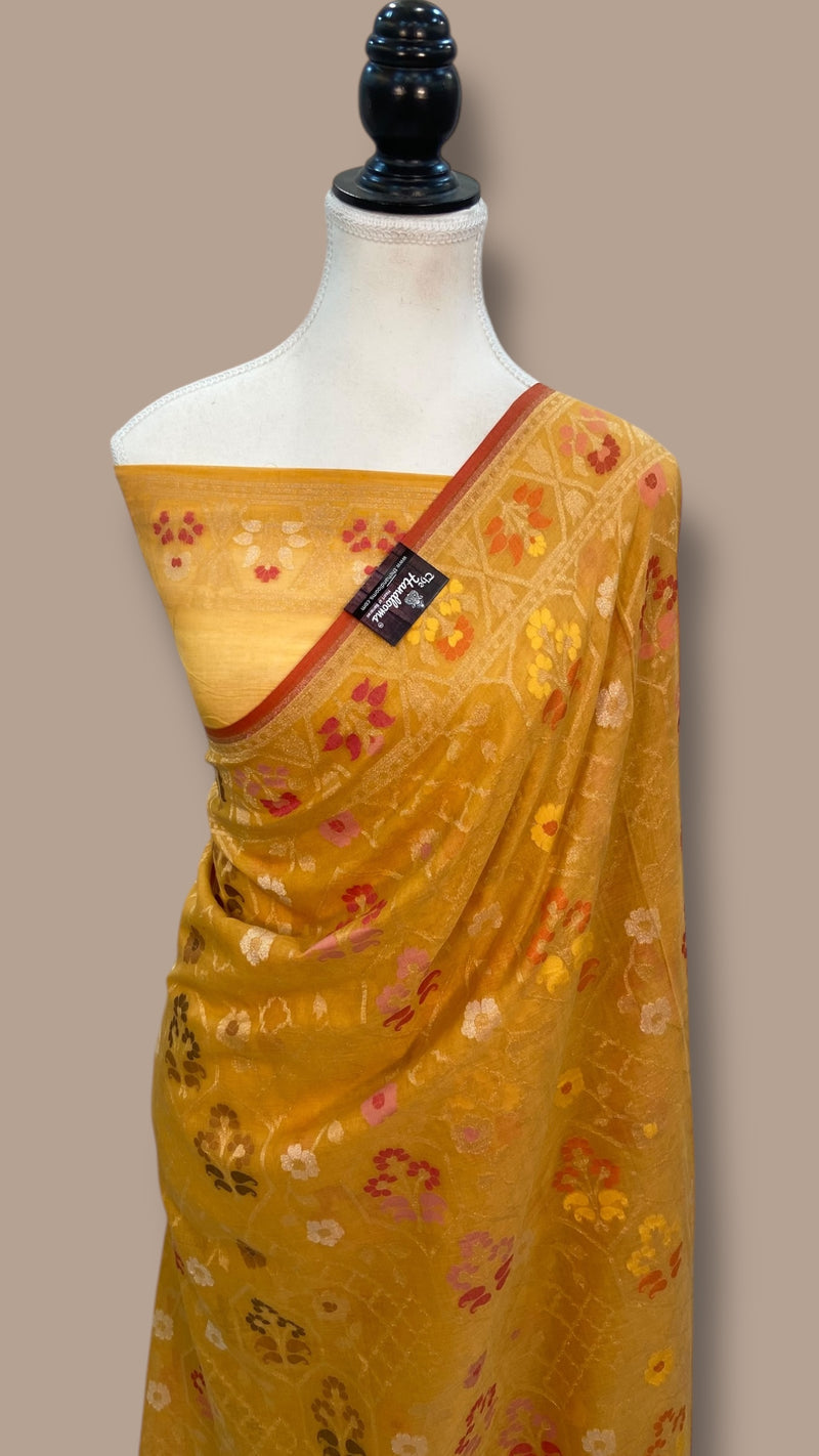 Pure Cotton Jamdani Handloom Banarasi Saree - The Handlooms
