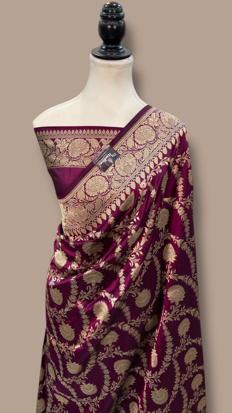 Pure Katan Silk Banarasi Handloom Saree - All over Jaal work - The Handlooms