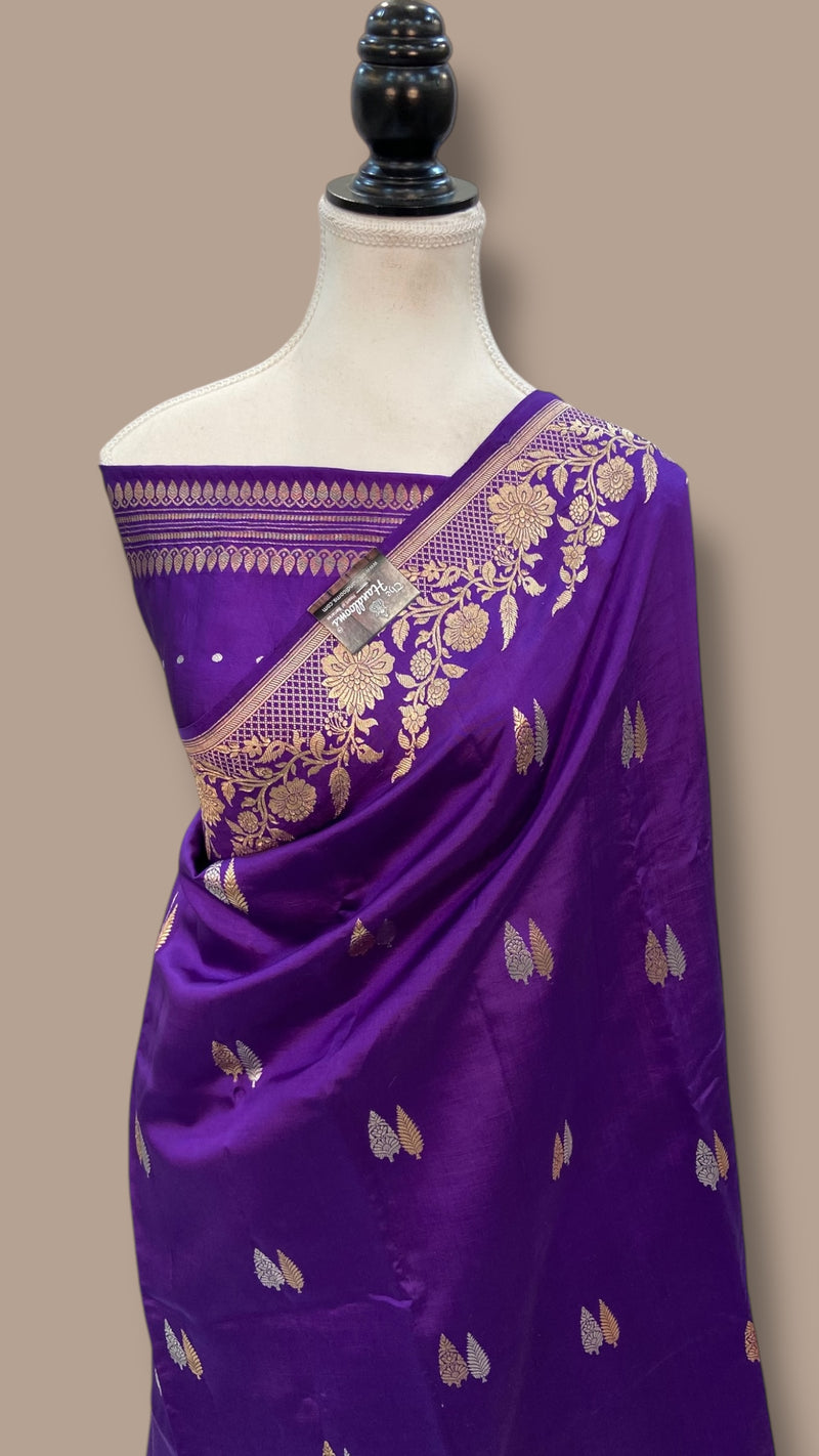 Pure Katan Silk Banarasi Handloom Saree - All over Kadua motifs - The Handlooms