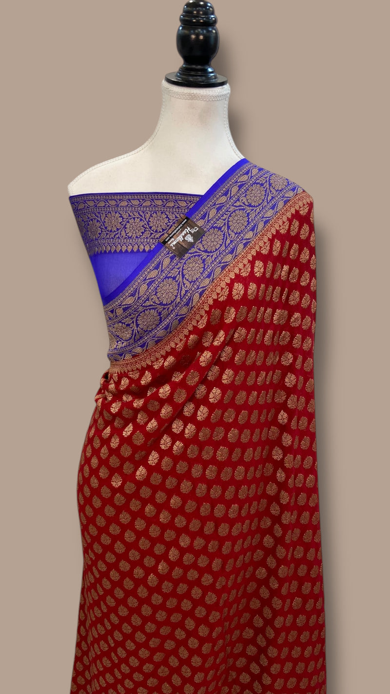 Khaddi Georgette Handloom Banarasi Saree - The Handlooms