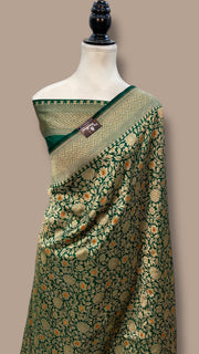 Regal Pure Katan Silk Banarasi Saree – Handwoven Tanchui Brocade - The Handlooms