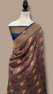 Regal Pure Katan Silk Banarasi Saree – Handwoven Tanchui Brocade - The Handlooms