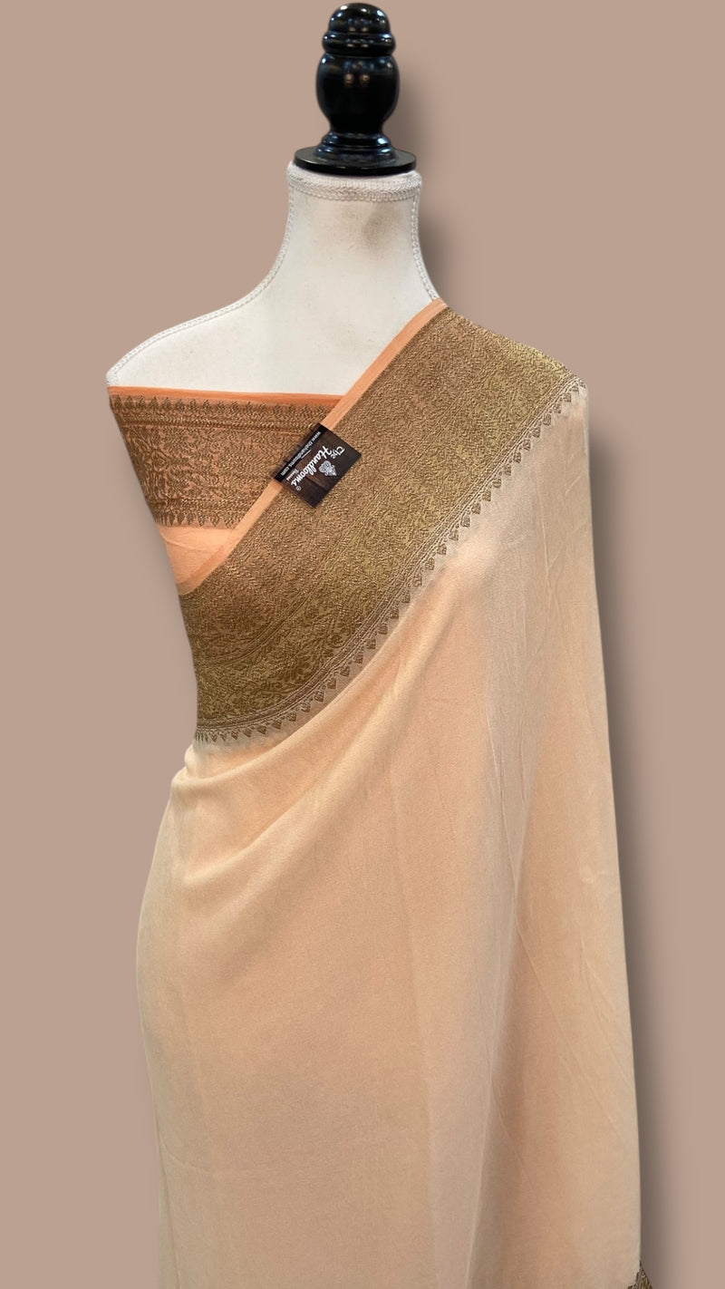 Pure Khaddi Georgette Handloom Banarasi Saree - Antique Zari - The Handlooms