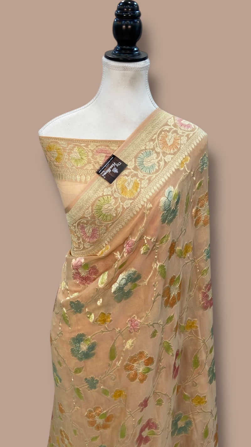 Khaddi Georgette Banarasi Saree - water zari - The Handlooms