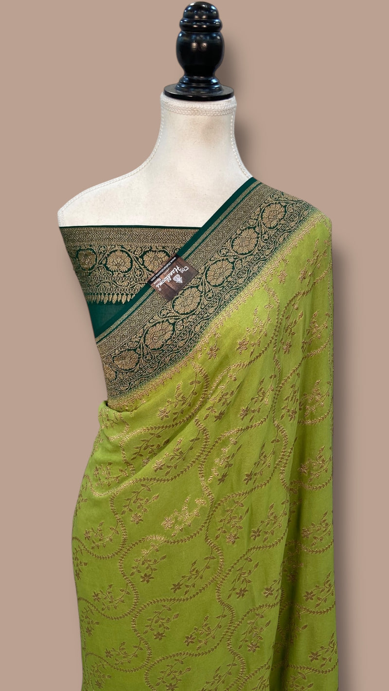Pure Khaddi Georgette Handloom Banarasi Saree - The Handlooms