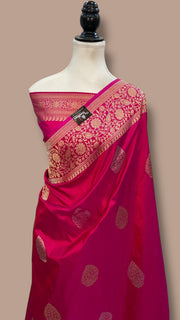 Pure Katan Silk Banarasi Handloom Saree - All Over Sona Roopa Kadua Boota - The Handlooms