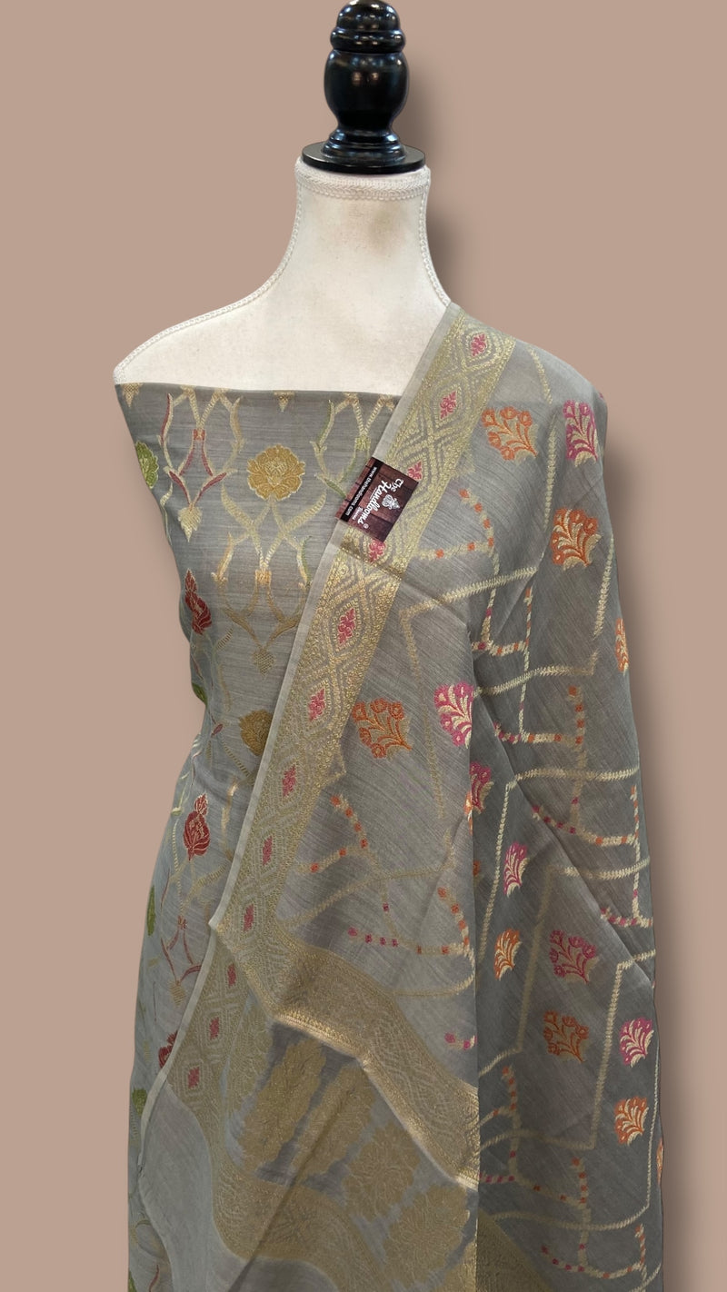 Pure Moonga Georgette Banarasi Dress Material - The Handlooms