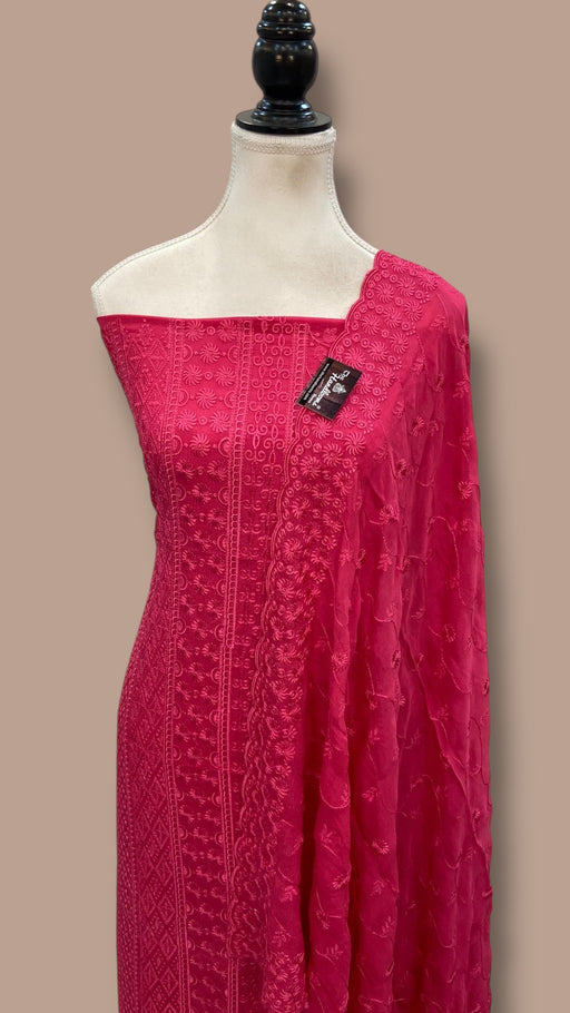 Pure Georgette Banarasi Chikankari Dress material - The Handlooms