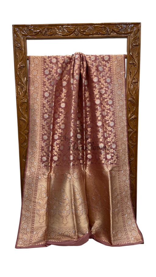Pure Katan Silk Banarasi Handloom Saree - All Over Sona Roopa Jaal Work - The Handlooms