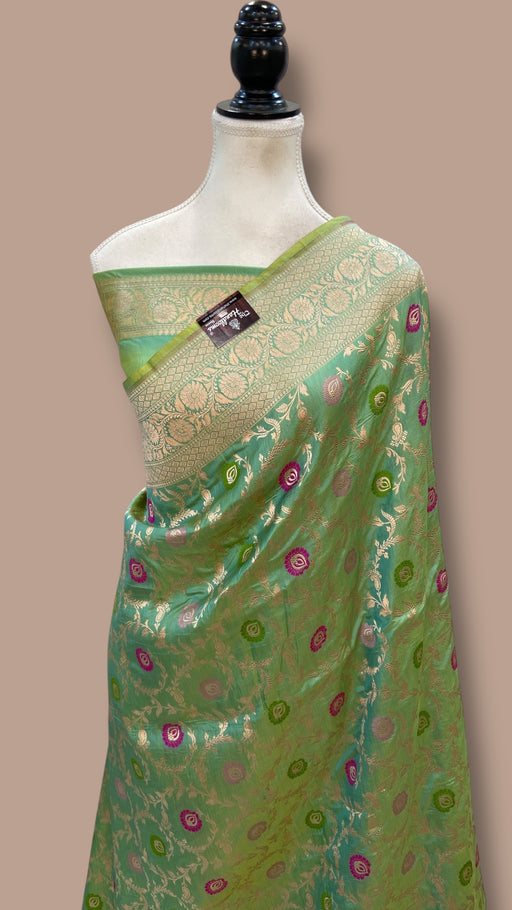 Pure Katan Silk Banarasi Handloom Saree - All over Jaal work With Meenakari - The Handlooms