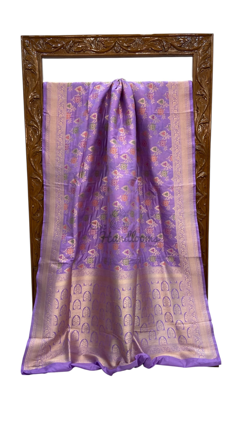 Pure Katan Silk Banarasi Handloom Saree - All over Jaal work With Meenakari - The Handlooms