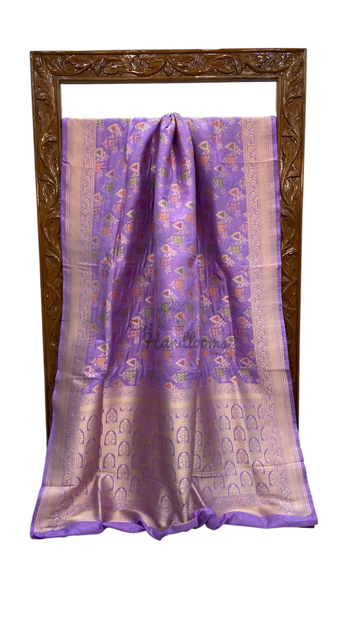 Pure Katan Silk Banarasi Handloom Saree - All over Jaal work With Meenakari - The Handlooms