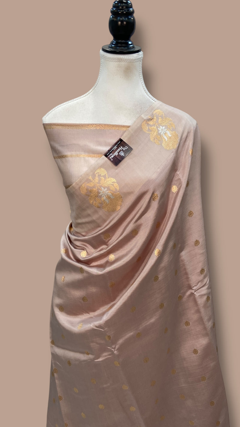 Pure Katan Silk Banarasi Handloom Saree - All over Kadua motifs - The Handlooms