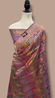 Multicolor Pure Katan Silk Banarasi Handloom Saree - All over Jaal Work With Rangkart - The Handlooms