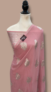 Pure Khaddi Georgette Banarasi Saree -  water zari - The Handlooms