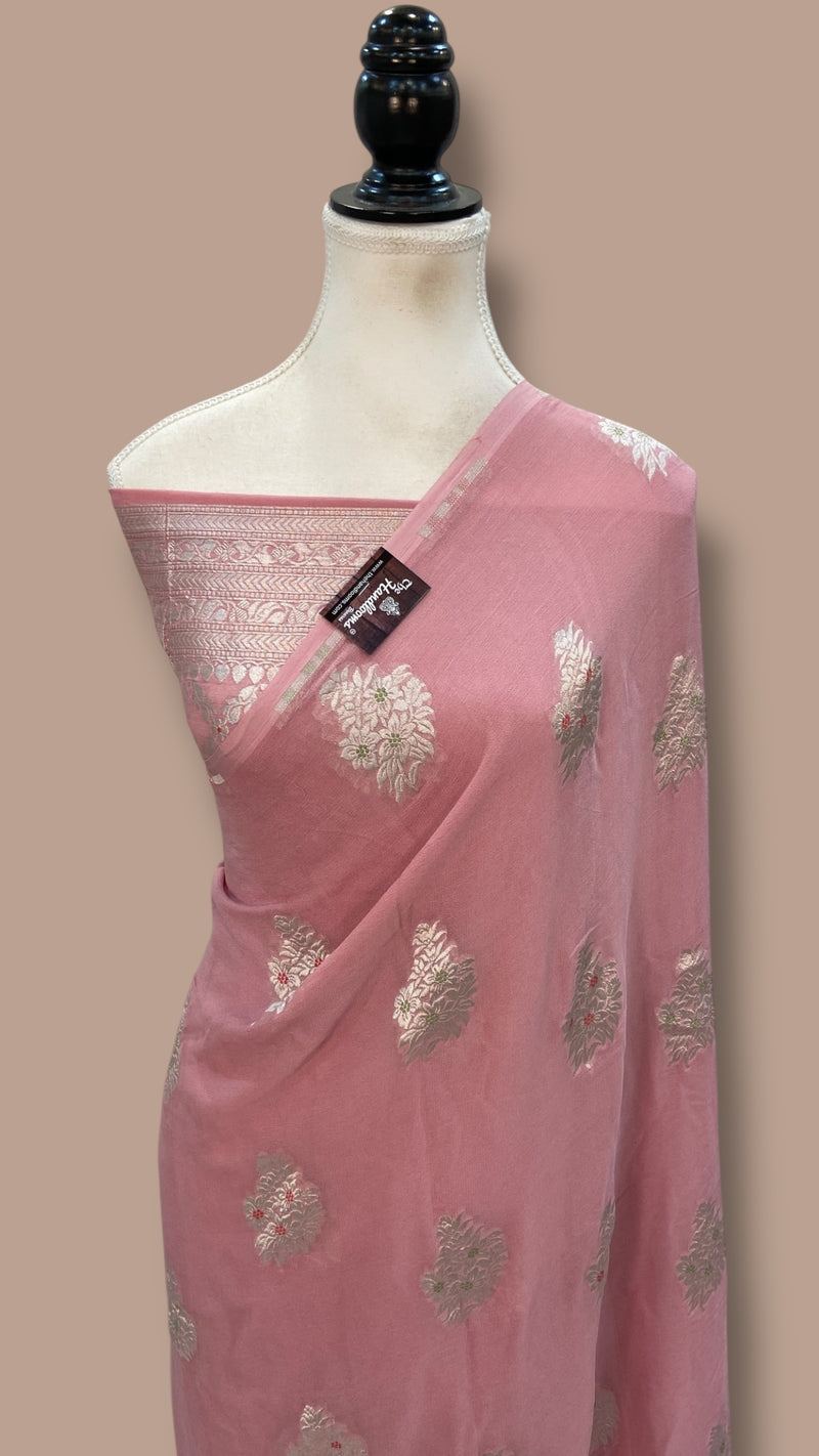Pure Khaddi Georgette Banarasi Saree -  water zari - The Handlooms