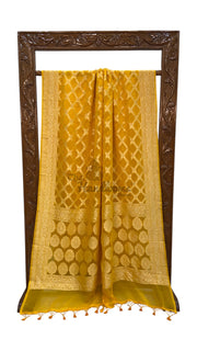 Pure Khaddi Georgette Handloom Banarasi Saree - Gold Zari - The Handlooms
