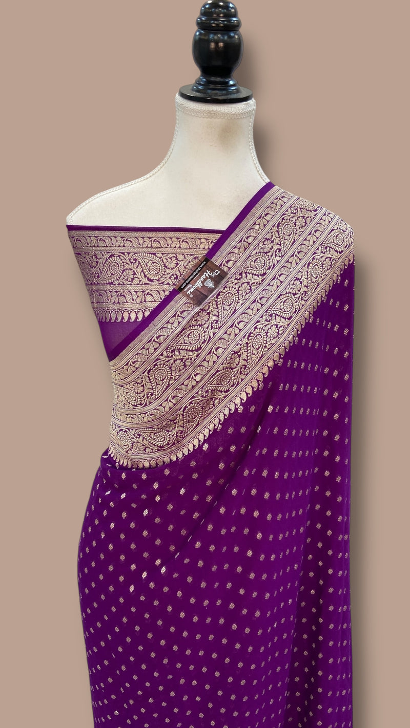 Khaddi Georgette Handloom Banarasi Saree - The Handlooms