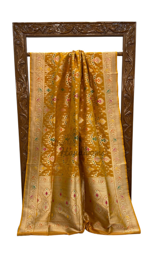 Pure Katan Silk Banarasi Handloom Saree - All over Jaal Work With Meenakari - The Handlooms