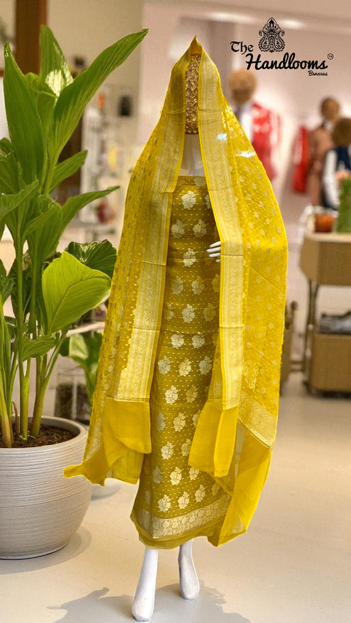 Tissue Khaddi Georgette Banarasi Dress material - The Handlooms