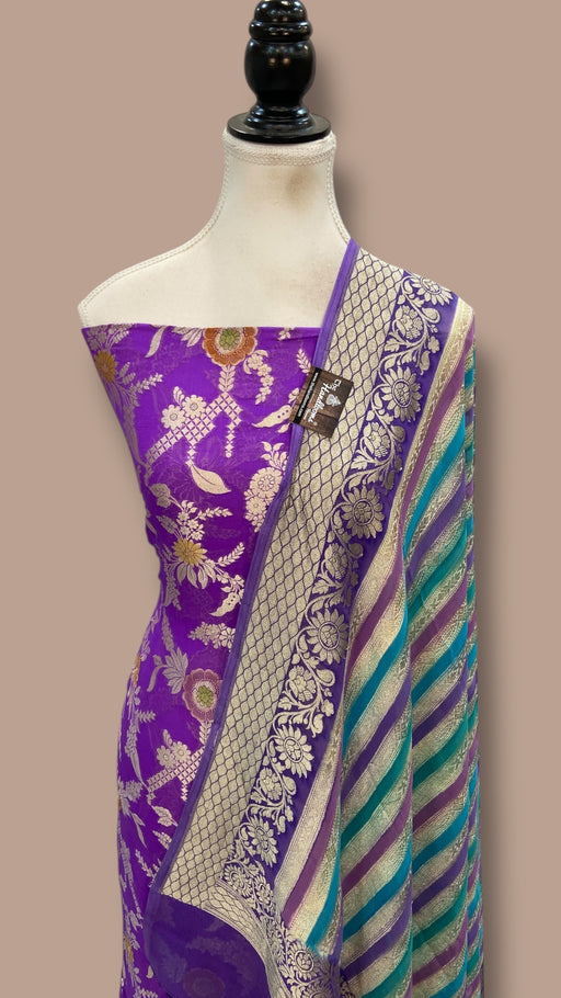 Khaddi Georgette Banarasi Dress material Water Zari - The Handlooms