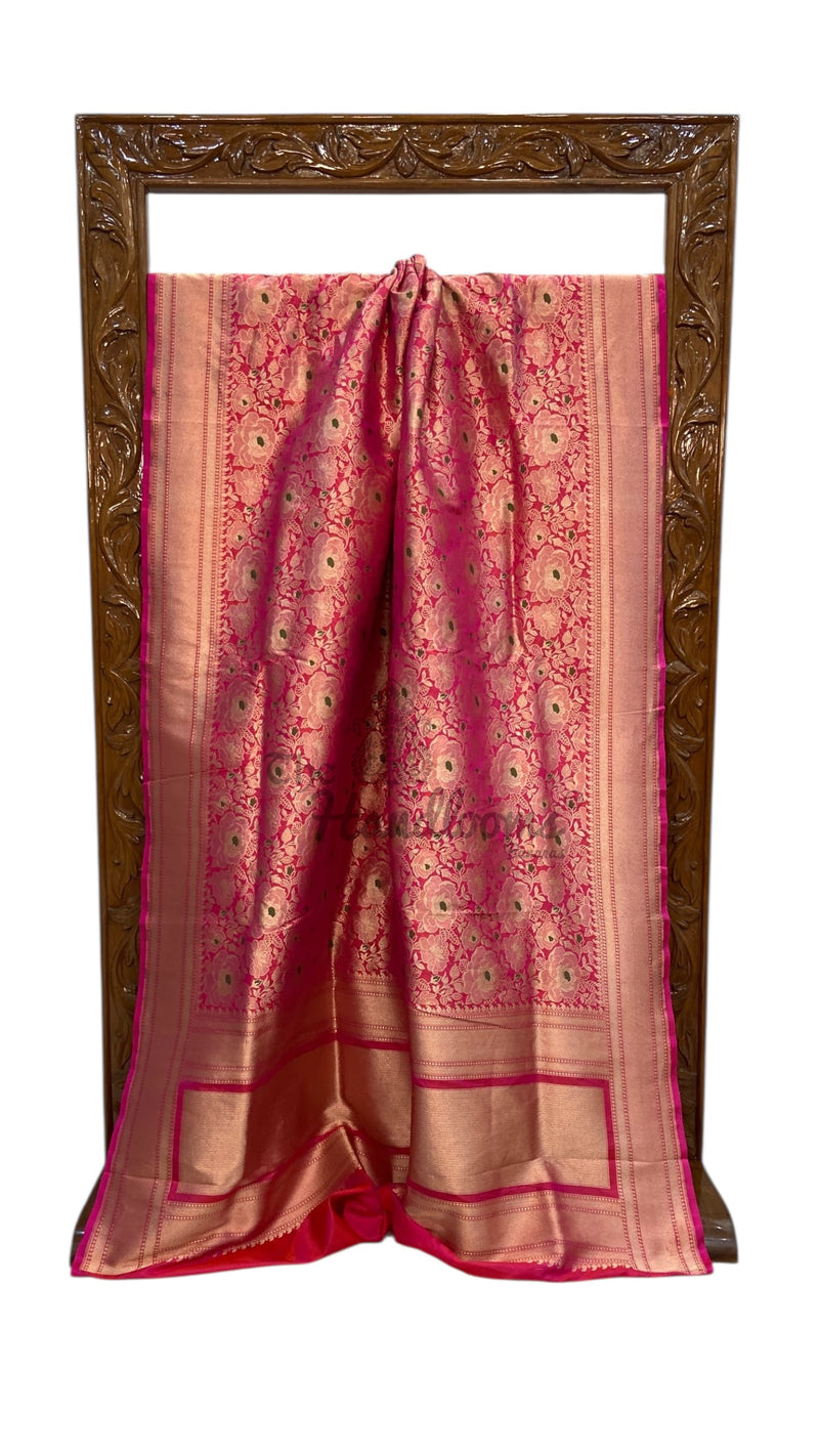 Regal Pure Katan Silk Banarasi Saree – Handwoven Tanchui Brocade with Meenakari Work