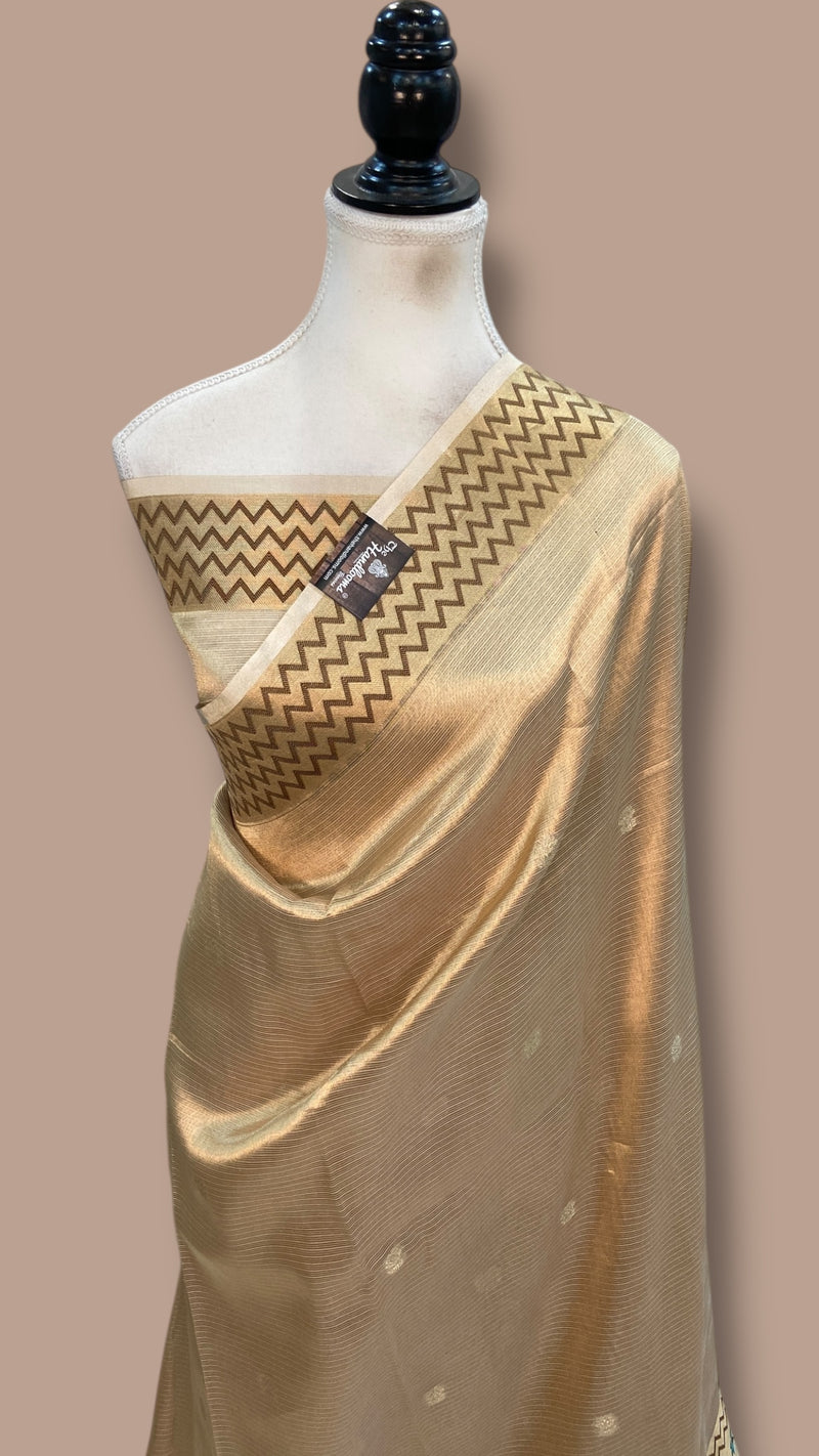 Pure Kora Tissue Handloom Banarasi Saree - Paithani Border - The Handlooms