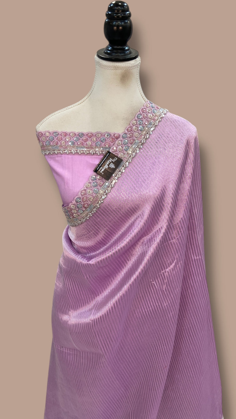 Pure Kora Tissue Handloom Banarasi Saree With Lace