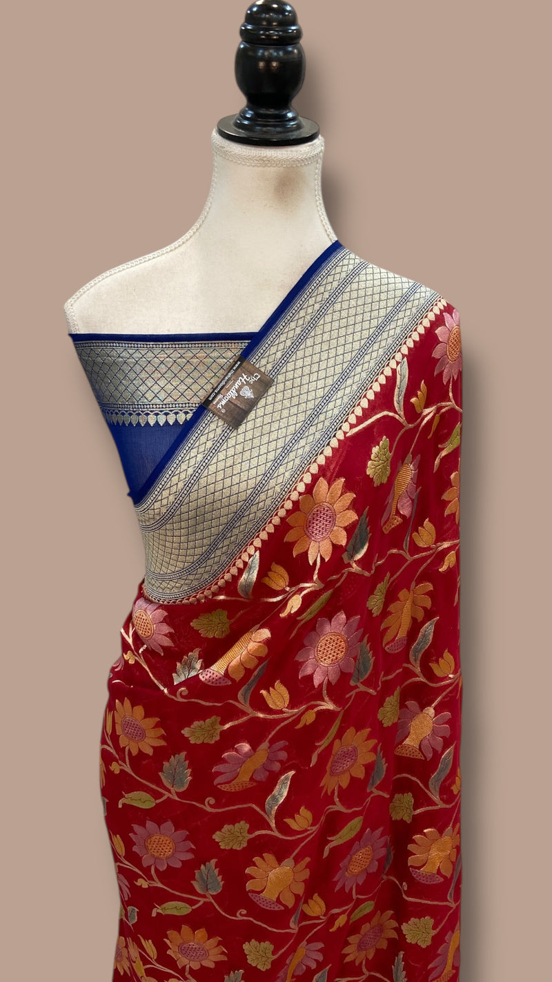 Khaddi Georgette Handloom Banarasi Saree