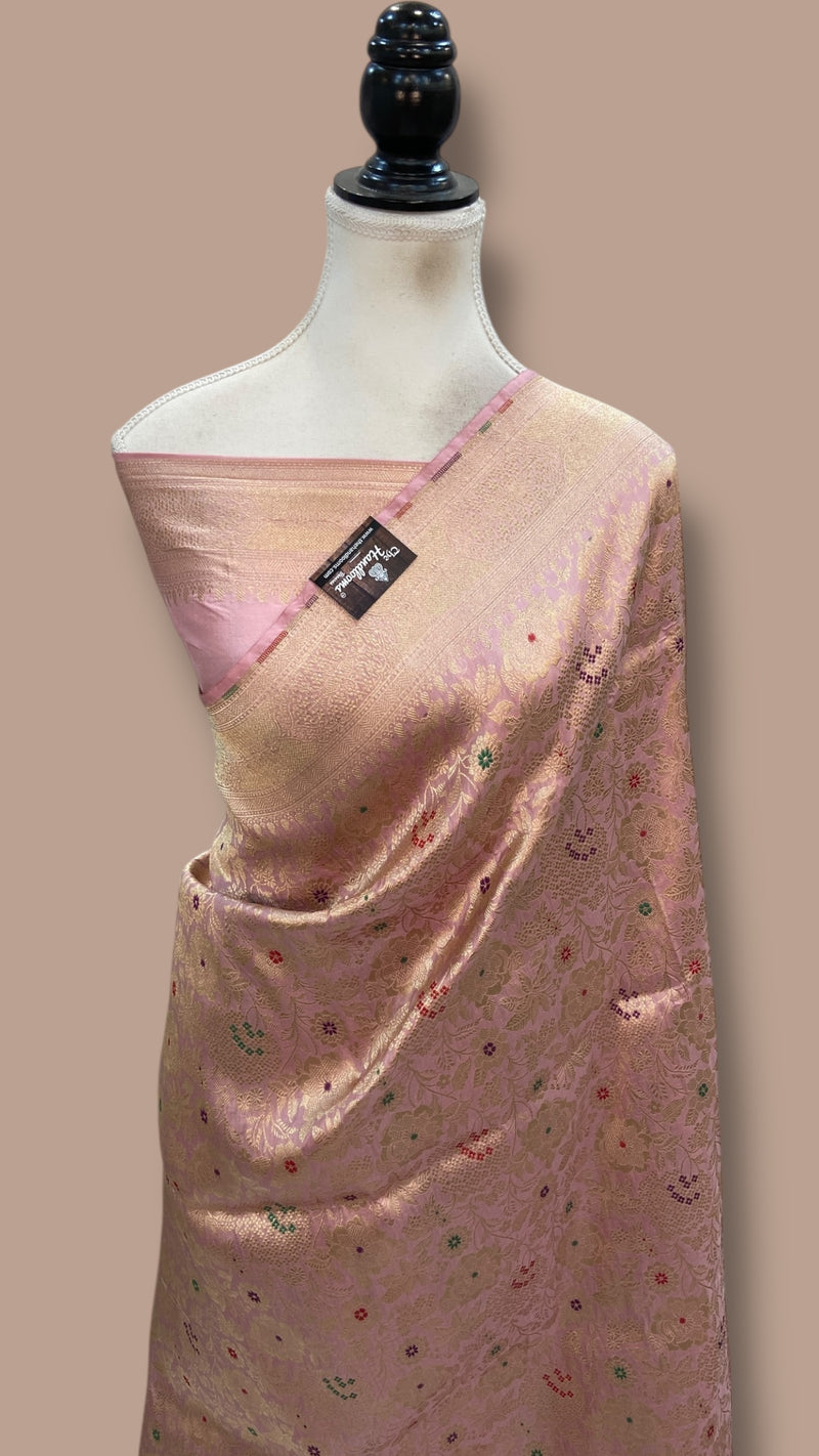 Regal Pure Katan Silk Banarasi Saree – Handwoven Tanchui Brocade With Meenakari Work