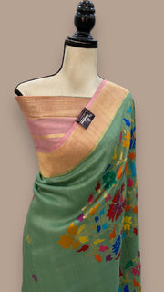 Pure Desi Tussar Handloom Banarasi Saree - All over kadua Weaving - The Handlooms