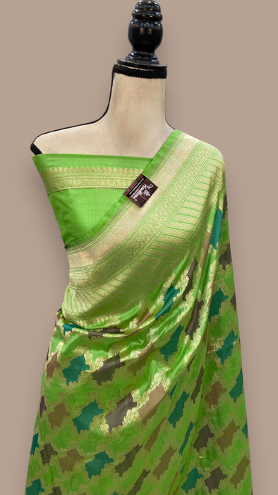 Pure Katan Silk Banarasi Handloom Saree - All over Jaal work - With Meenakari