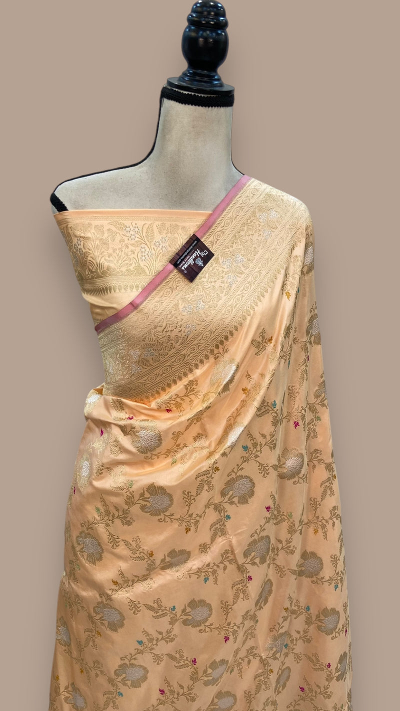Ektara Pure Katan Silk Banarasi Handloom Saree - All over kadiyal Jaal work - The Handlooms